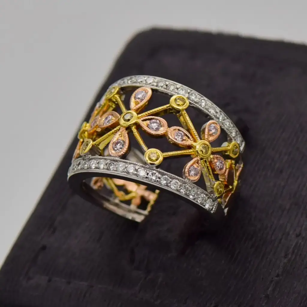 18ct Tri Colour Dress Ring - View 3