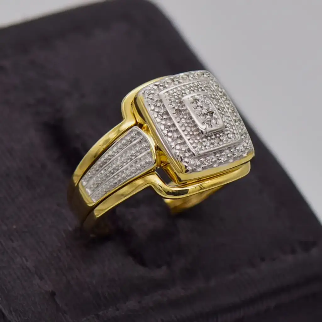 9Ct Yellow Gold Wedding Ring Trip Set - View 2