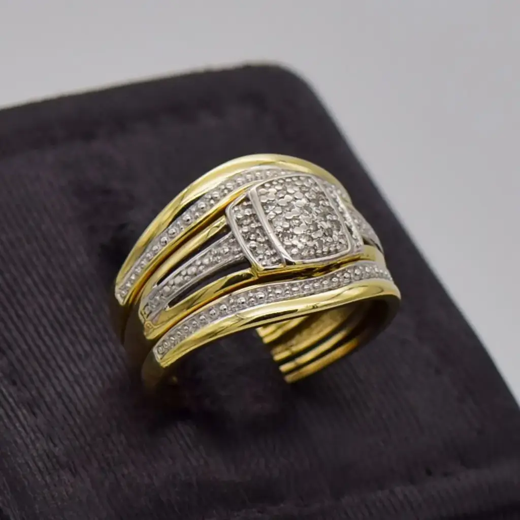 9ct Yellow Gold Wedding Ring Trip Set - View 2
