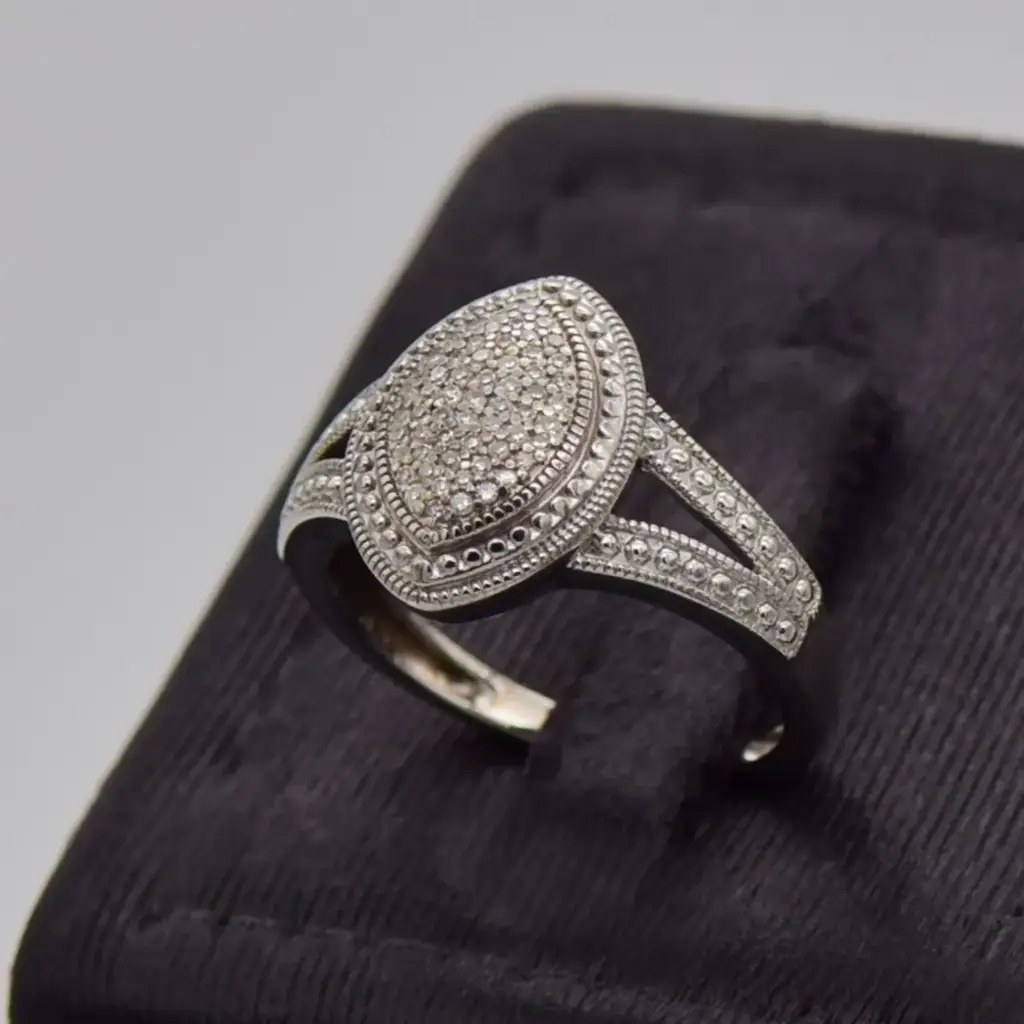 9ct White Gold Dress Ring - View 3