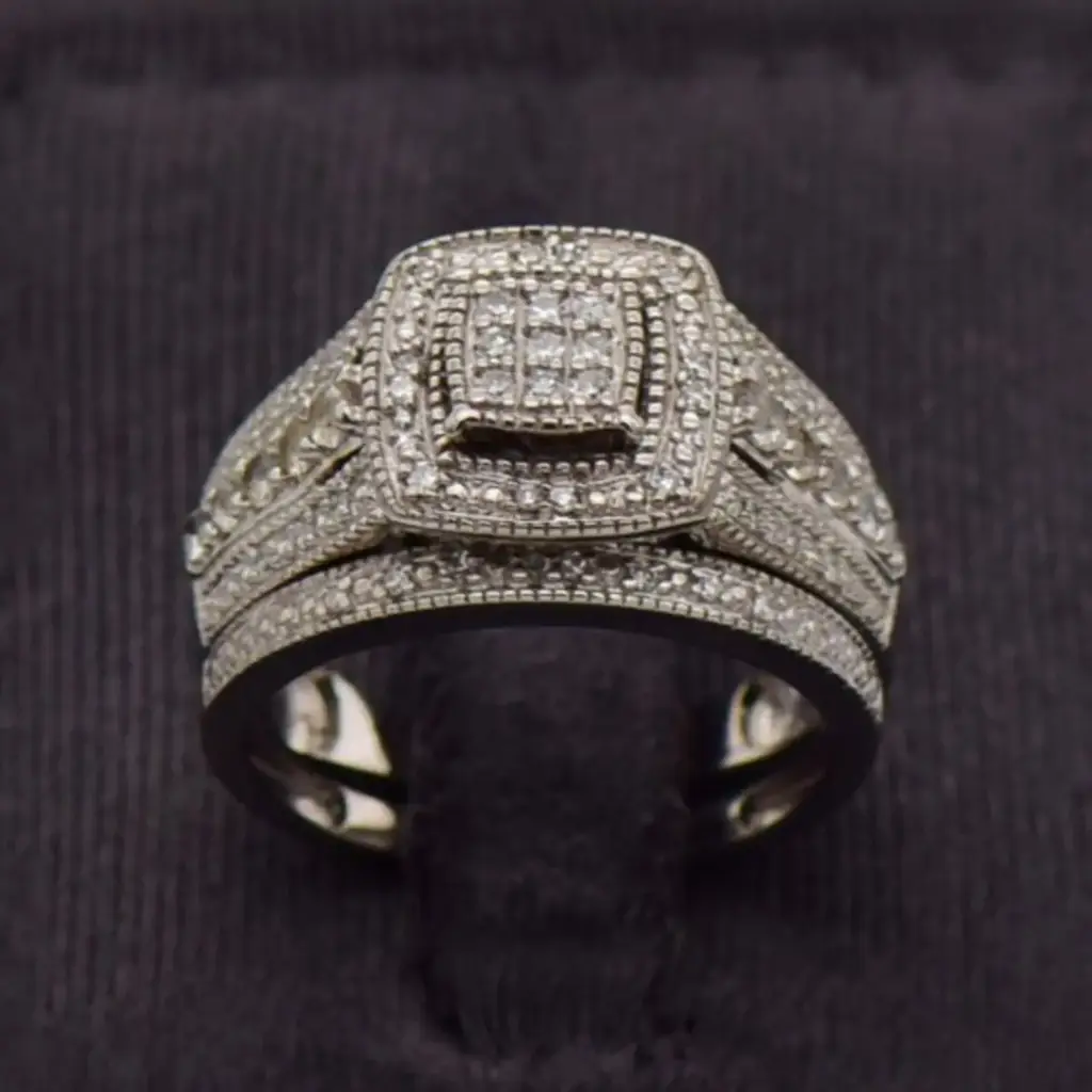 9ct White Gold Wedding Ring Twin Set