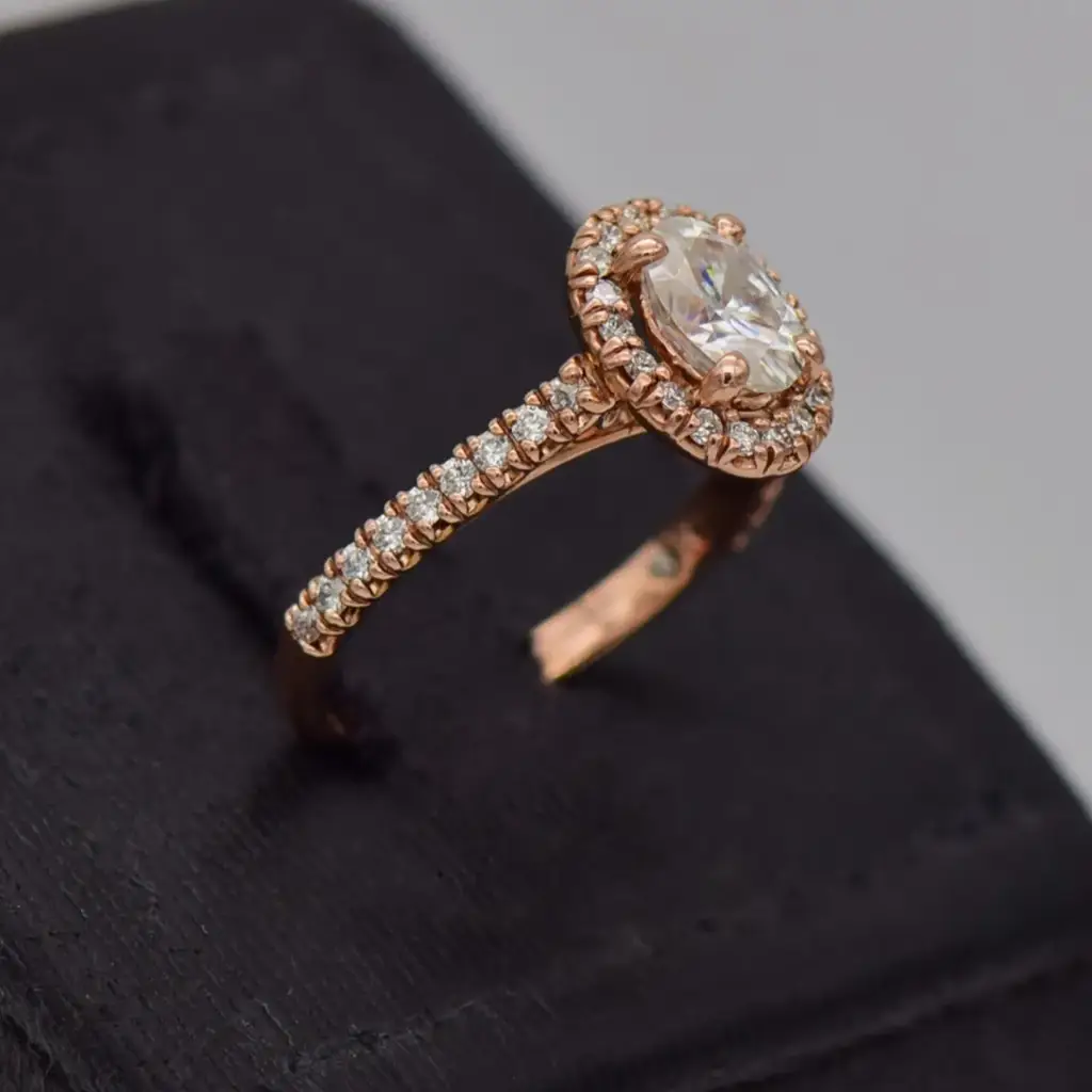 14ct Rose Gold Halo Ring - View 2