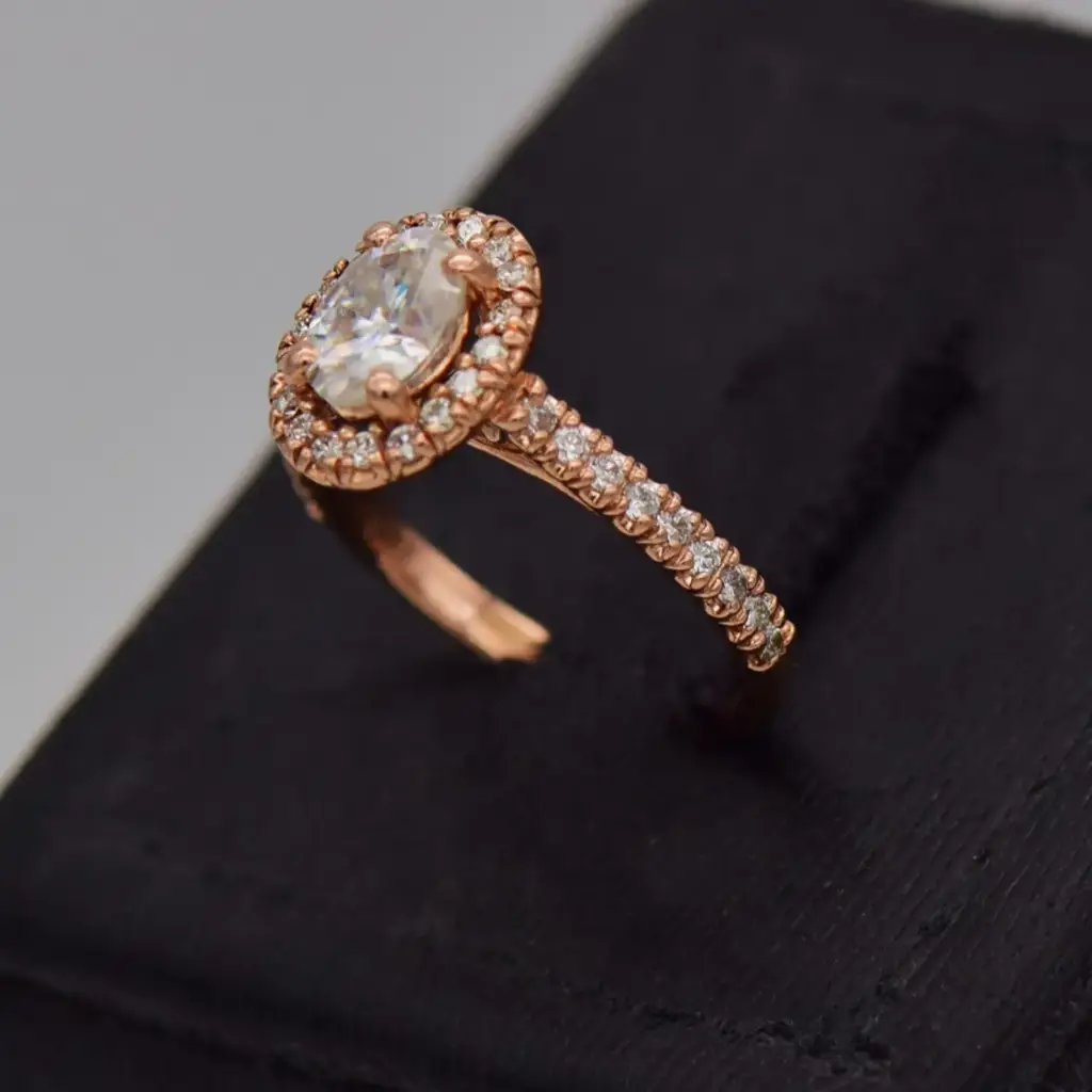 14ct Rose Gold Halo Ring - View 3