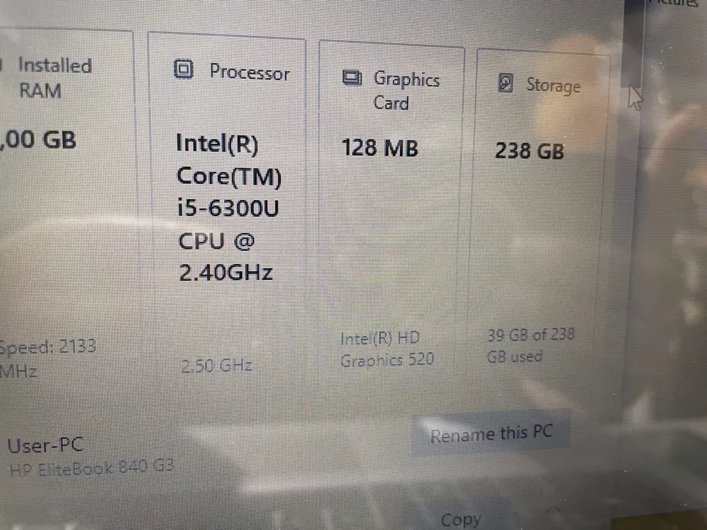 Hp EliteBook 840 G3 corei5 SSD256GB RAM8GB Laptop - View 5
