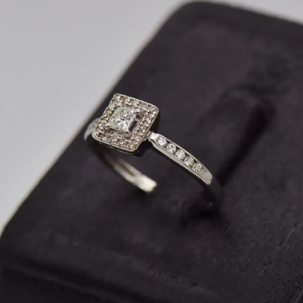 9ct White Gold Engagement Ring - View 3