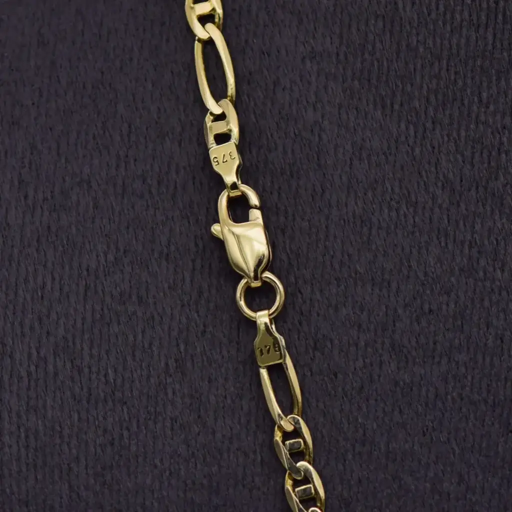 9ct Yellow Gold Chain Figaro-Link - View 3