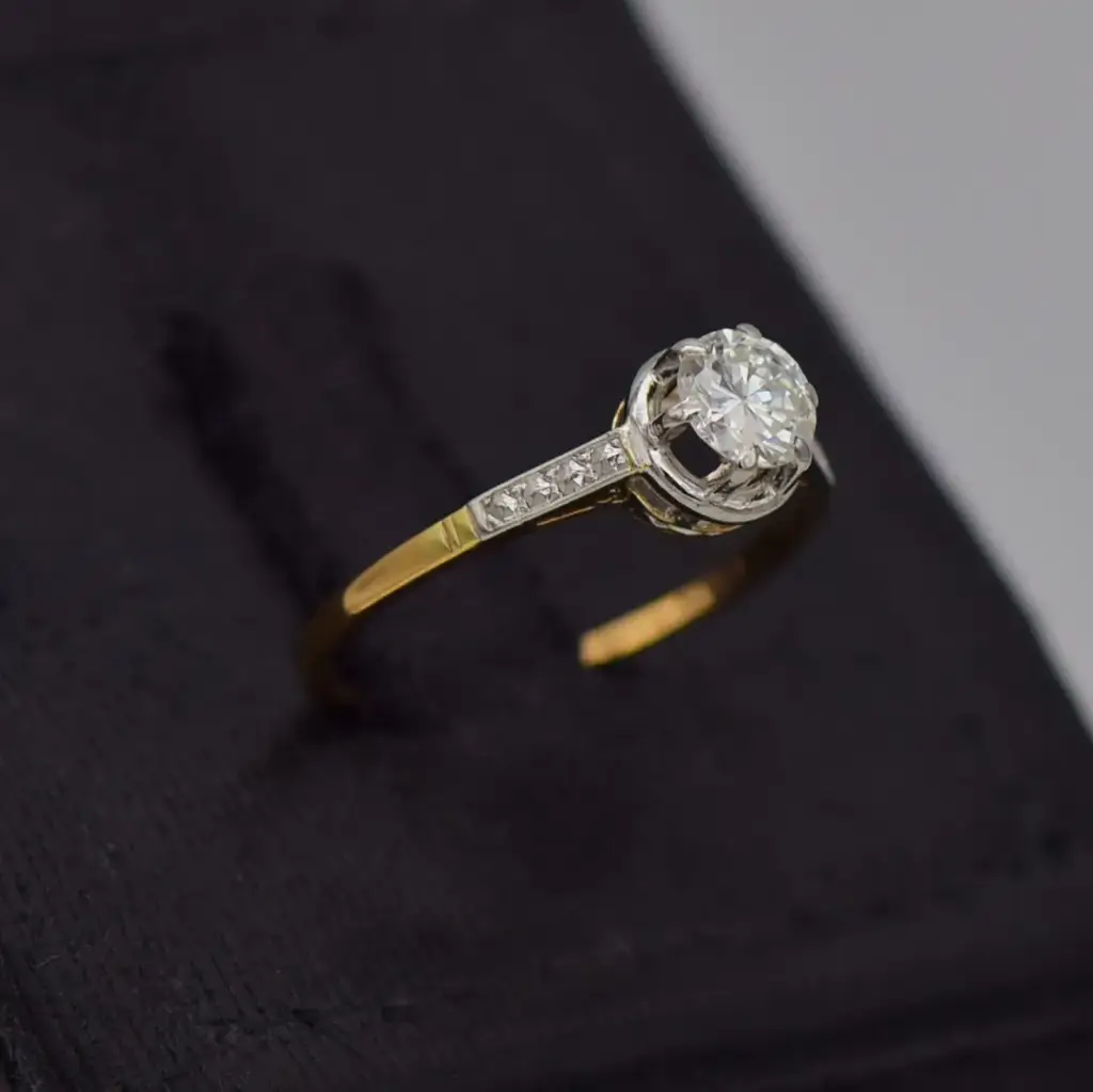 16ct Yellow Gold & Platinum-PT Engagement Ring - View 2
