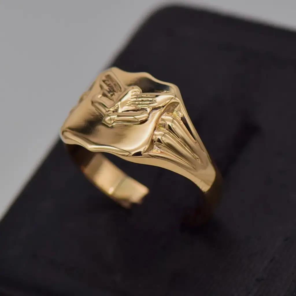 9ct Yellow Gold Men's Ring - View 3