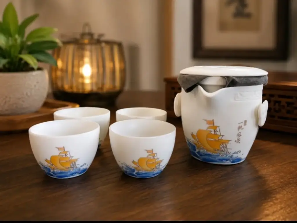 Ceramic Tea Set (Teapot With 4 Cups)