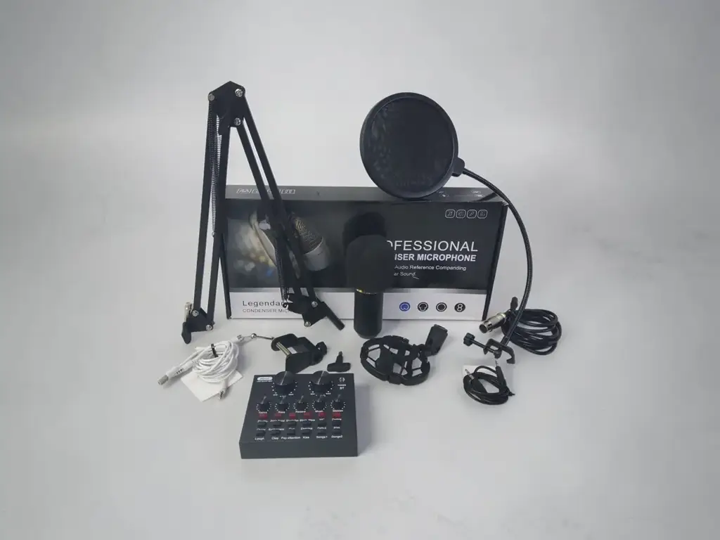 Andowl Live Sound Card With Studio Condenser Microphone
