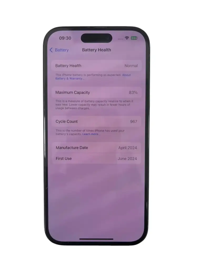 Apple Iphone 15 83% Battery Health