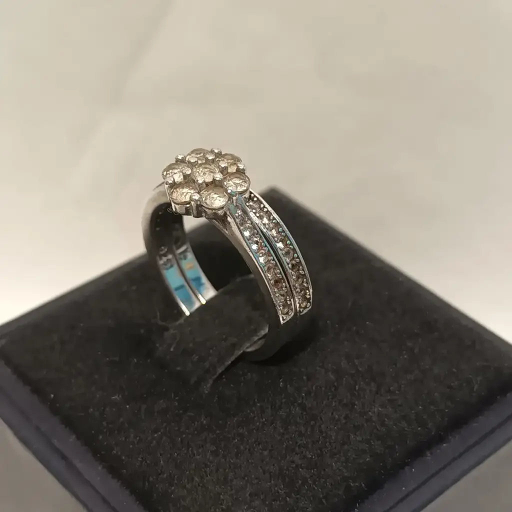 Sterling Silver 925 2-Piece Ladies Ring Set (Size K/L) - View 2