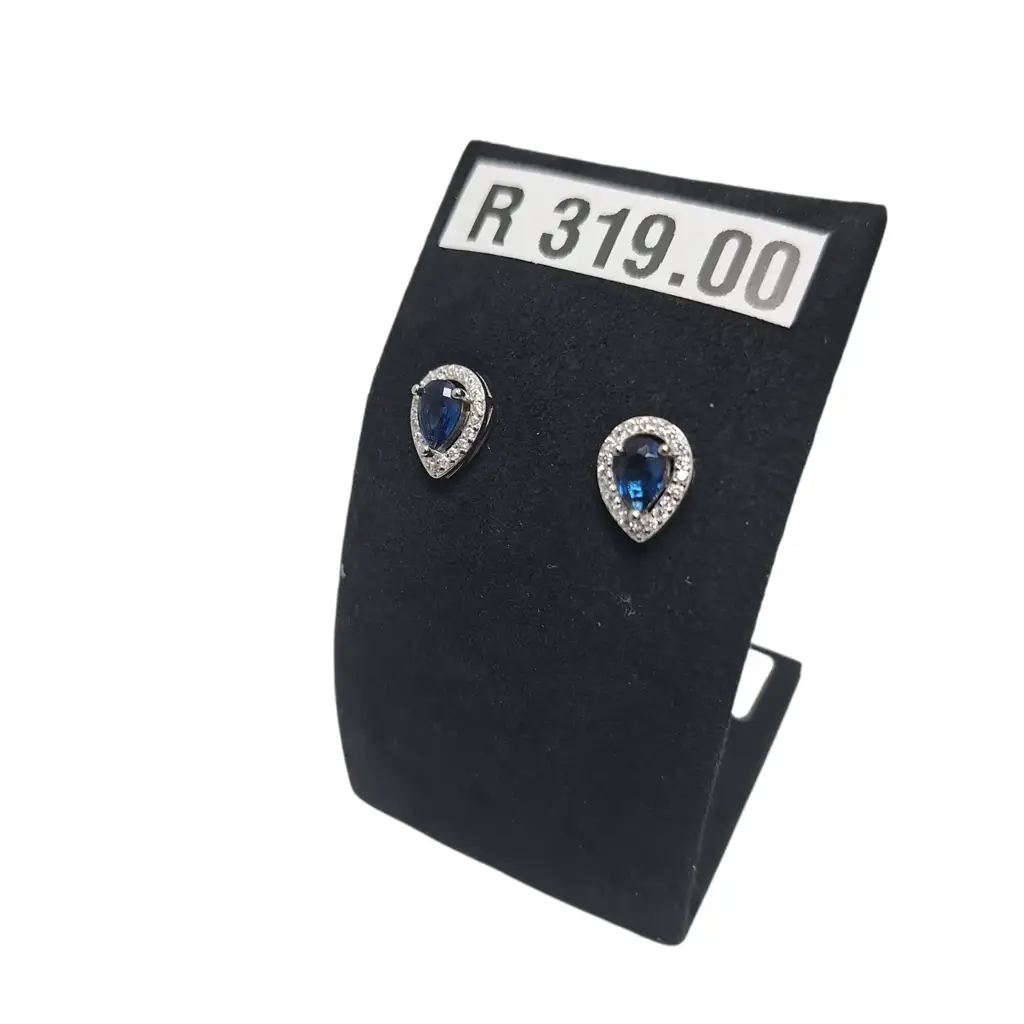 Pear-Cut Blue Sapphire-Style Studs - View 2