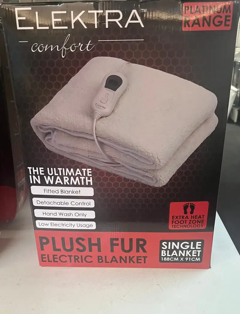 Elektra Electric Plush Fur Blanket Single -New - View 2