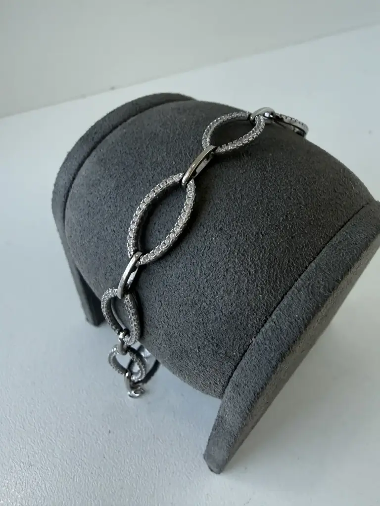 925 Silver Ladies Bracelet With Zirconias - View 2
