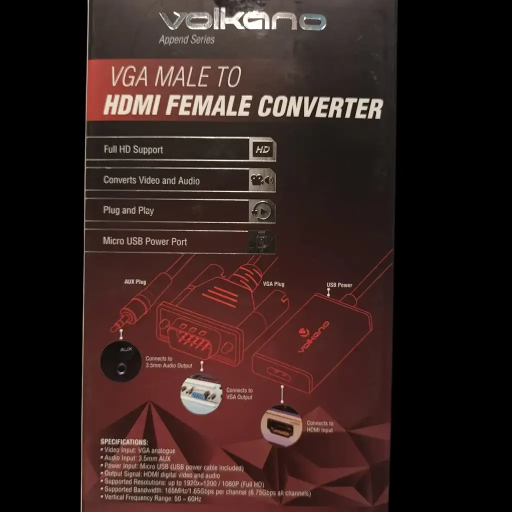 Volkano Append Series Vga Male To Hdmi Female Converter (Vk-20046-Bk) - View 2