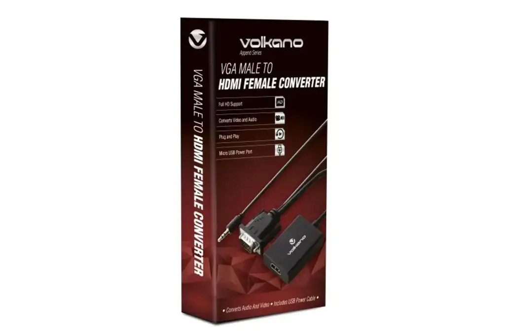 Volkano Append Series Vga Male To Hdmi Female Converter (Vk-20046-Bk)
