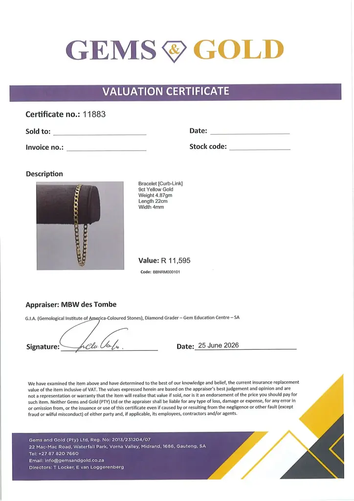 9ct Yellow Gold Bracelet Curb-Link - View 3