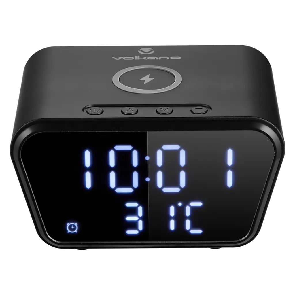 Volkano Awake Series Alarm Clock With Wireless Charging – Black - View 2