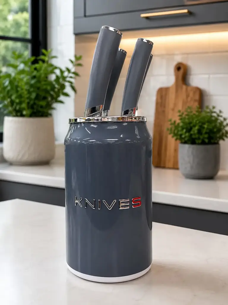 6-Piece Knife Set With Storage Holder – Grey