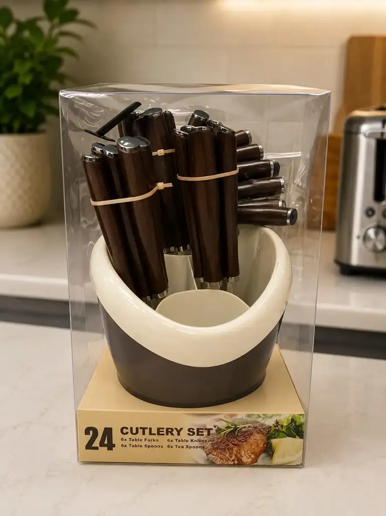 24-Piece Cutlery Set With Storage Caddy - View 2