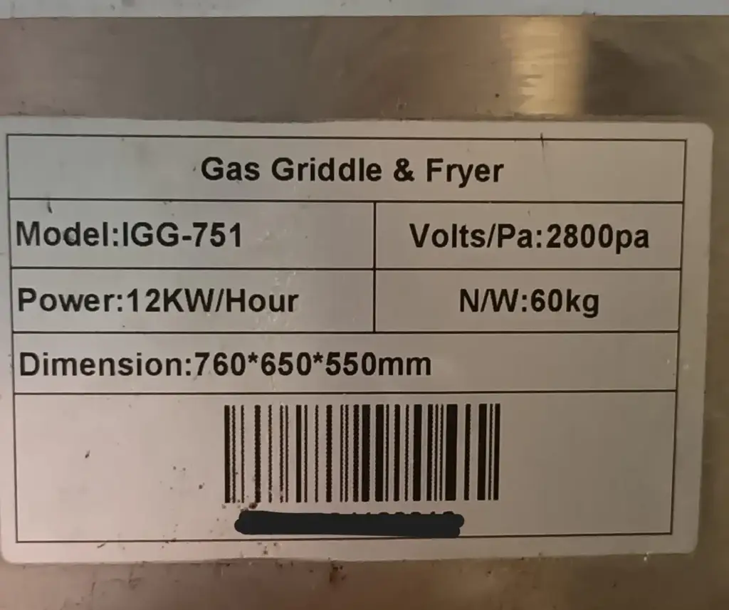Gas Griddle & Fryer Combo (IGG-751) Pre-Owned (In-Store Collection) - View 3