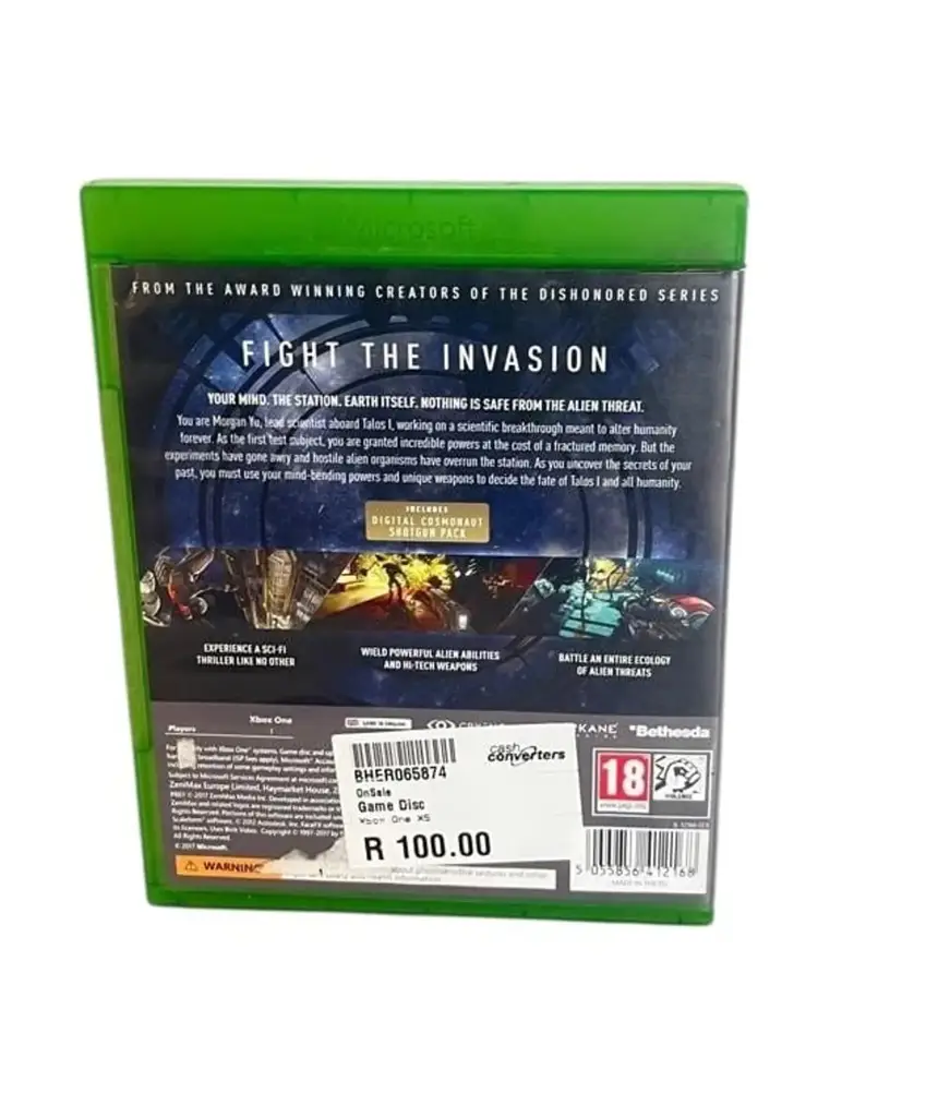 Xbox One Prey Game Disc - View 3