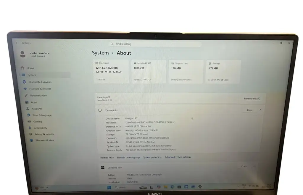 Huawei Intel Core Ig Notebook - View 2