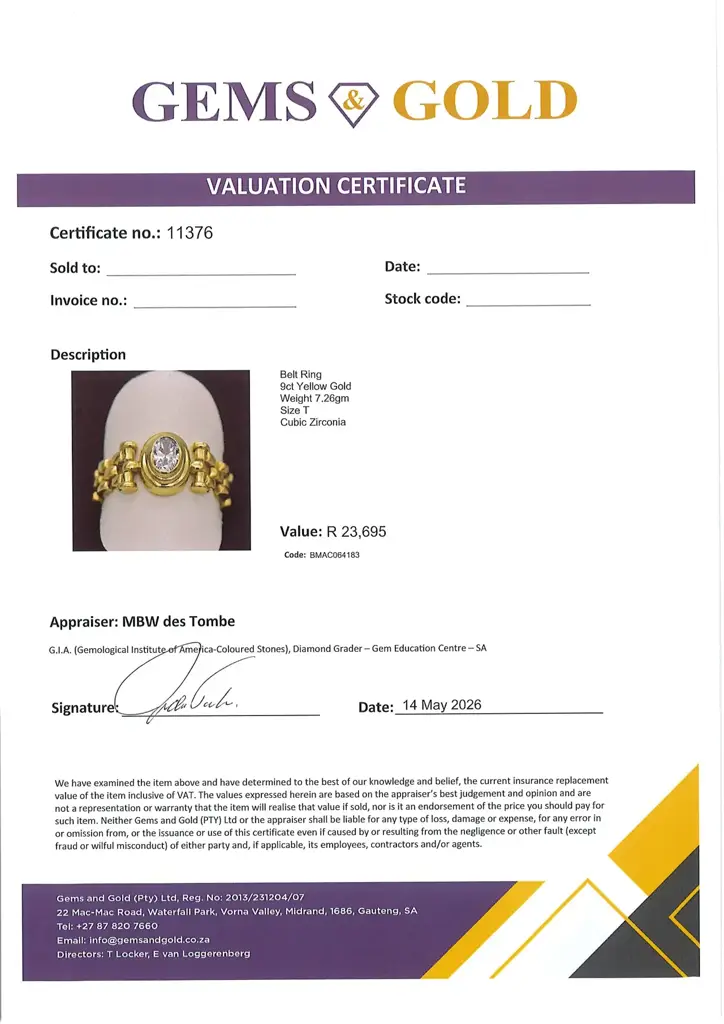9ct Yellow Gold Belt Ring - View 4
