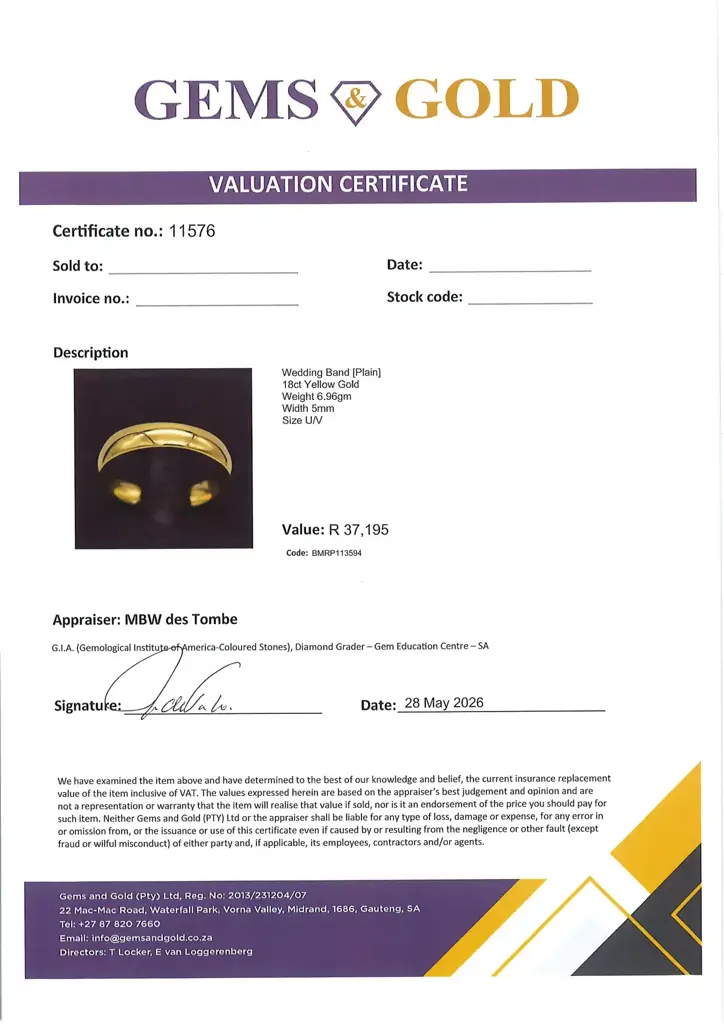 18ct Yellow Gold Wedding Band Plain - View 2
