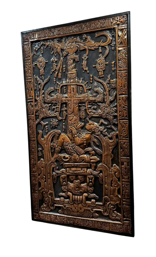 3D Relief Artwork Sarcophagus Lid Of Mayan King - View 3