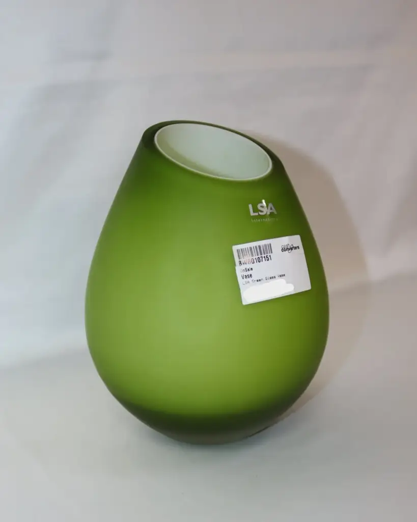 Lsa International Lime Green Mouth-Blown Cased Glass Vase