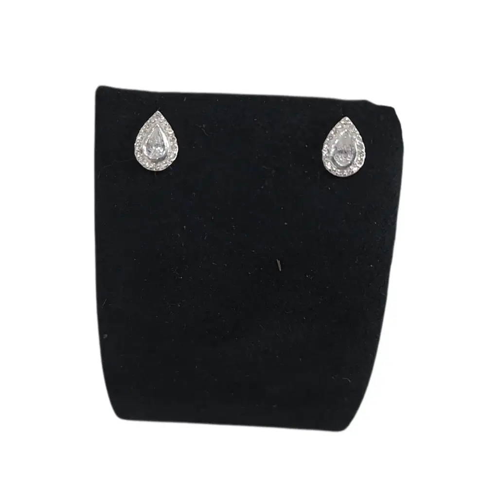 925 Silver Cz Pear Shaped Sser 424 Earrings - View 3