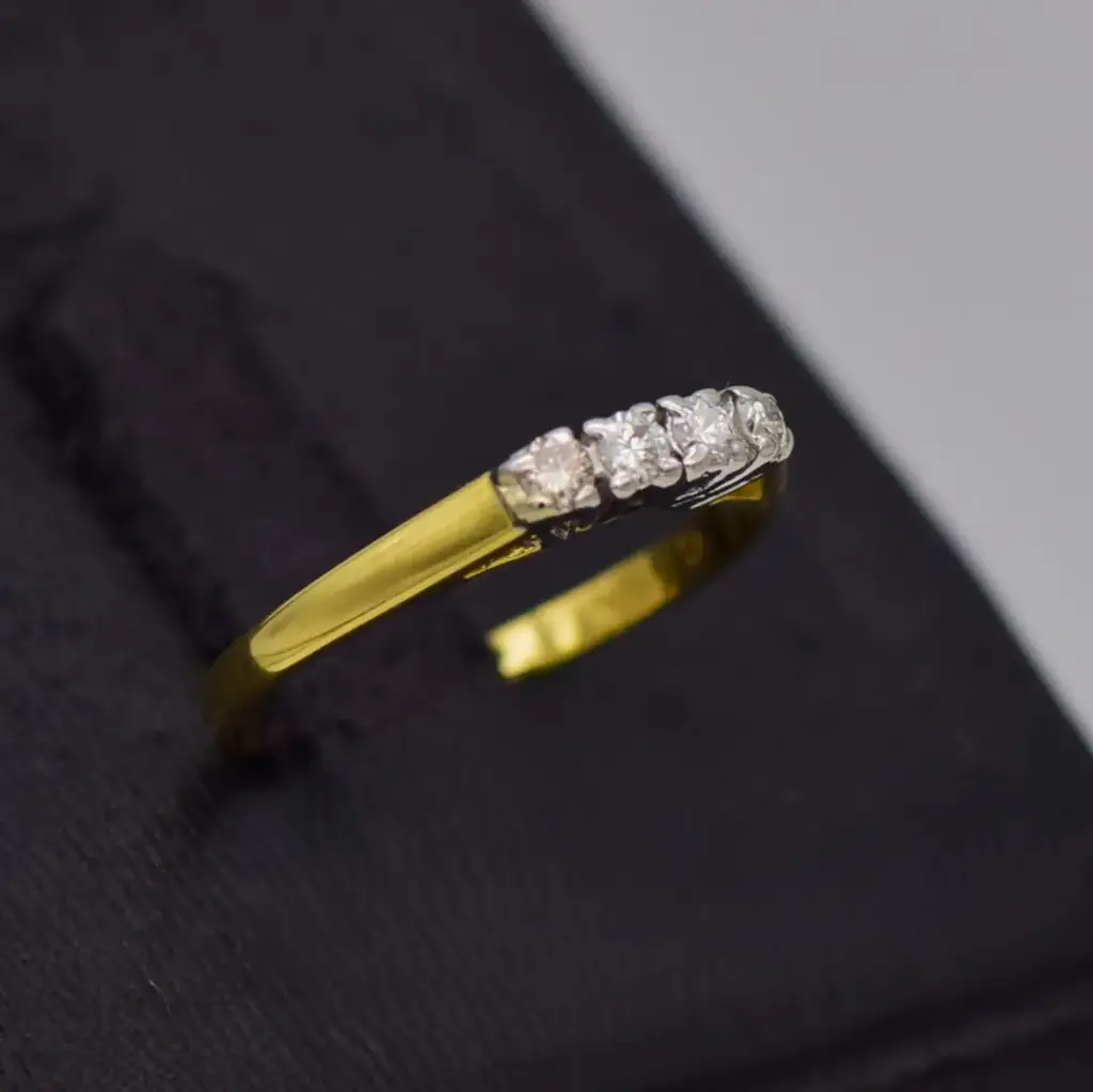 18ct Yellow Gold Half Eternity Four Stone Ring - View 2
