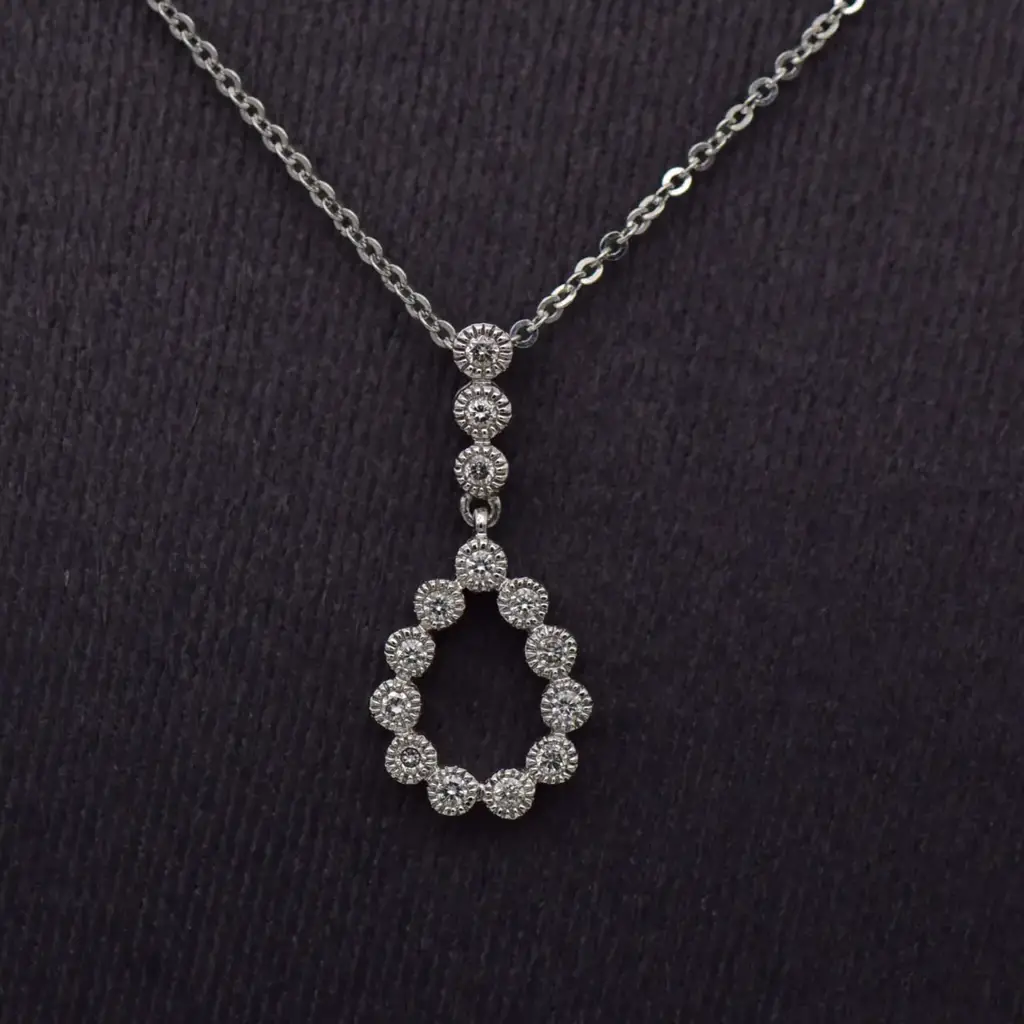 17ct White Gold Chain & Pendant - View 2