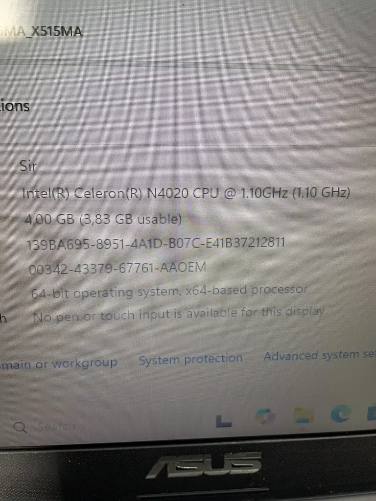 Asus Intel Celeron SSD256GB RAM4GB Laptop - View 4