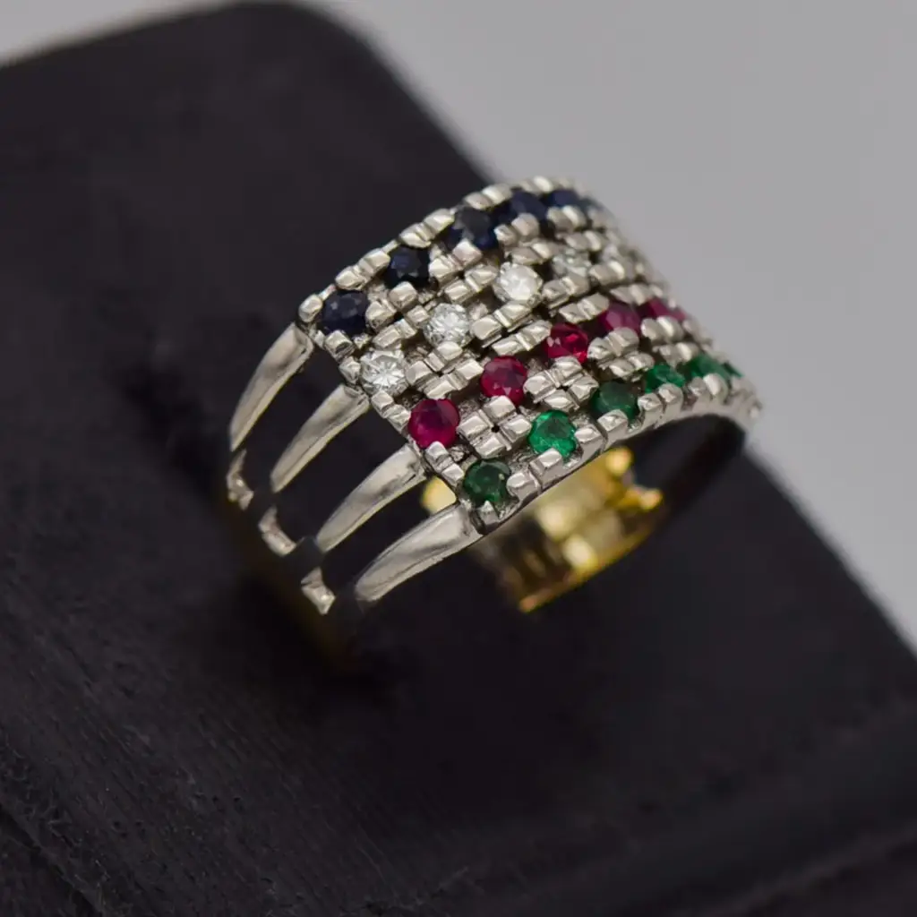 18ct Two Tone Gold Dress Ring - View 2