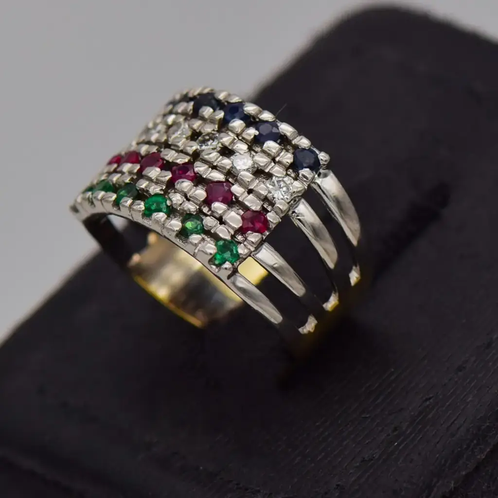 18ct Two Tone Gold Dress Ring - View 3