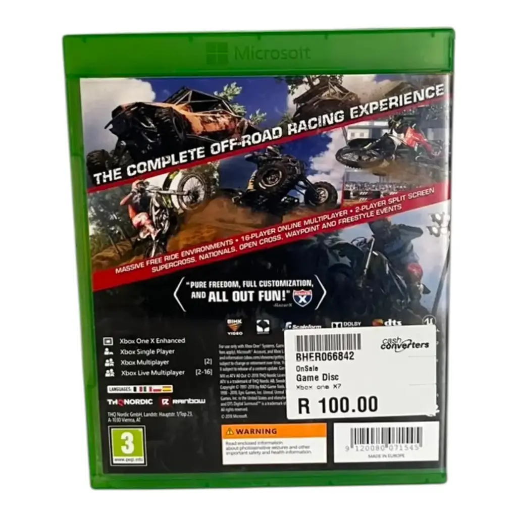 Xbox One Mx Vs Atv All Out Game Disc - View 3