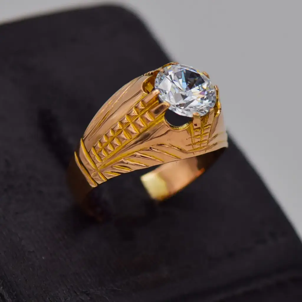 19ct Yellow Gold Men's Ring - View 2