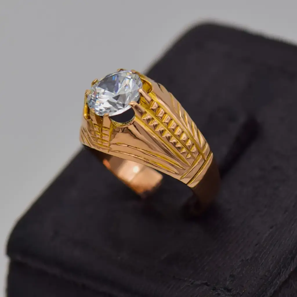 19ct Yellow Gold Men's Ring - View 3