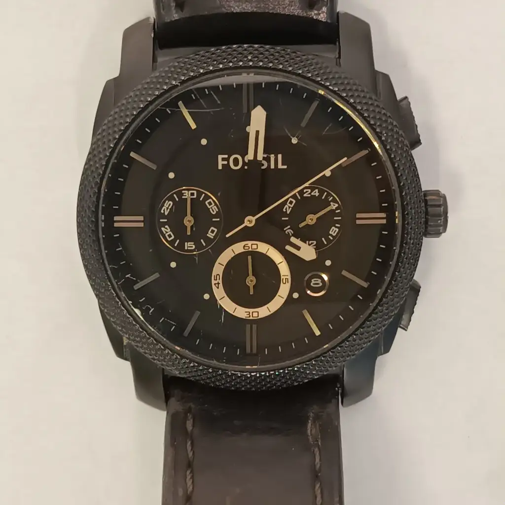 Fossil Men's Machine Black Round Leather Watch FS4656IE - View 4
