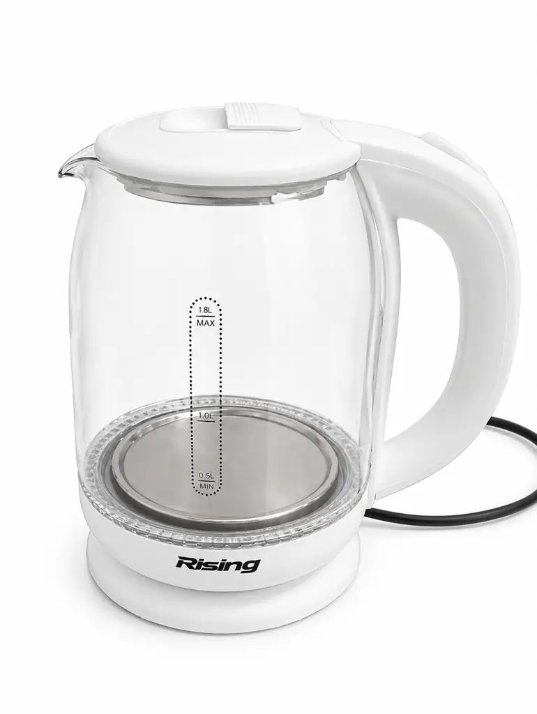 Rising 1.7L Cordless Glass Electric Kettle (White) - View 2