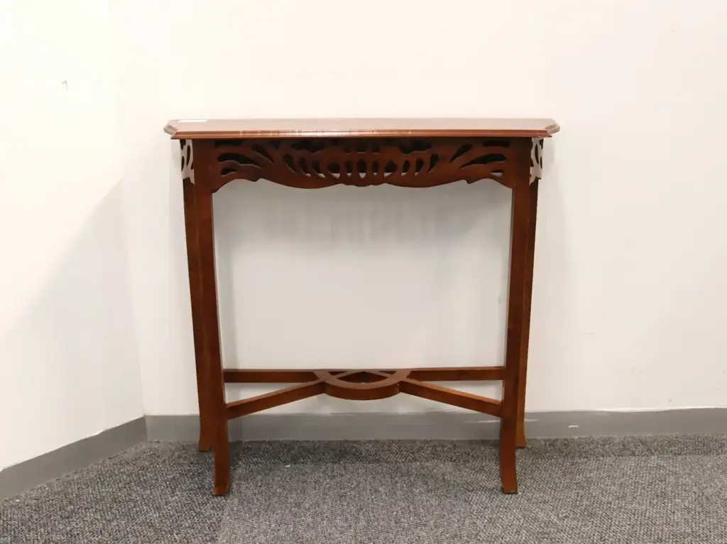 Carved Wooden Hallway Console Table - View 2