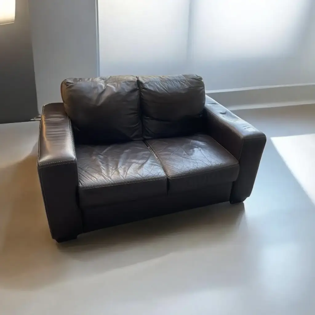 2-Seater Leather Sofa – Dark Brown - View 2
