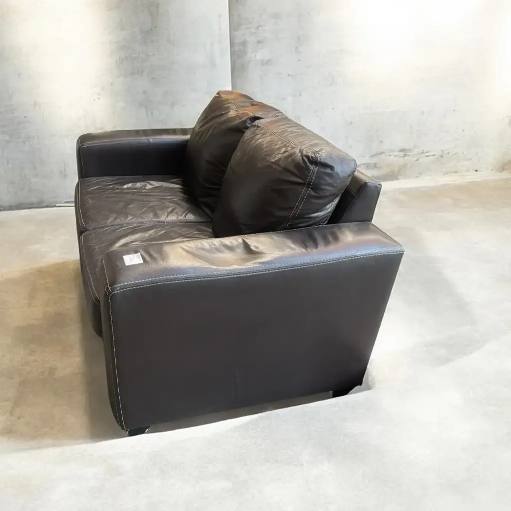 2-Seater Leather Sofa – Dark Brown - View 3