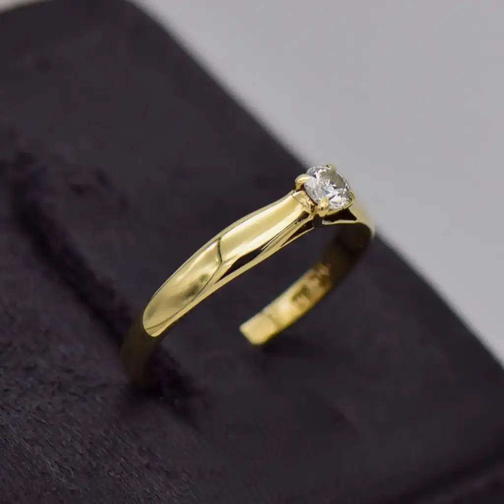 9ct Yellow Gold Solitaire Ring - View 2