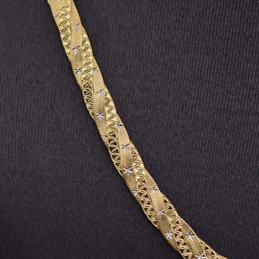 18Ct Yellow Gold Twisted Herringbone Necklace - View 2