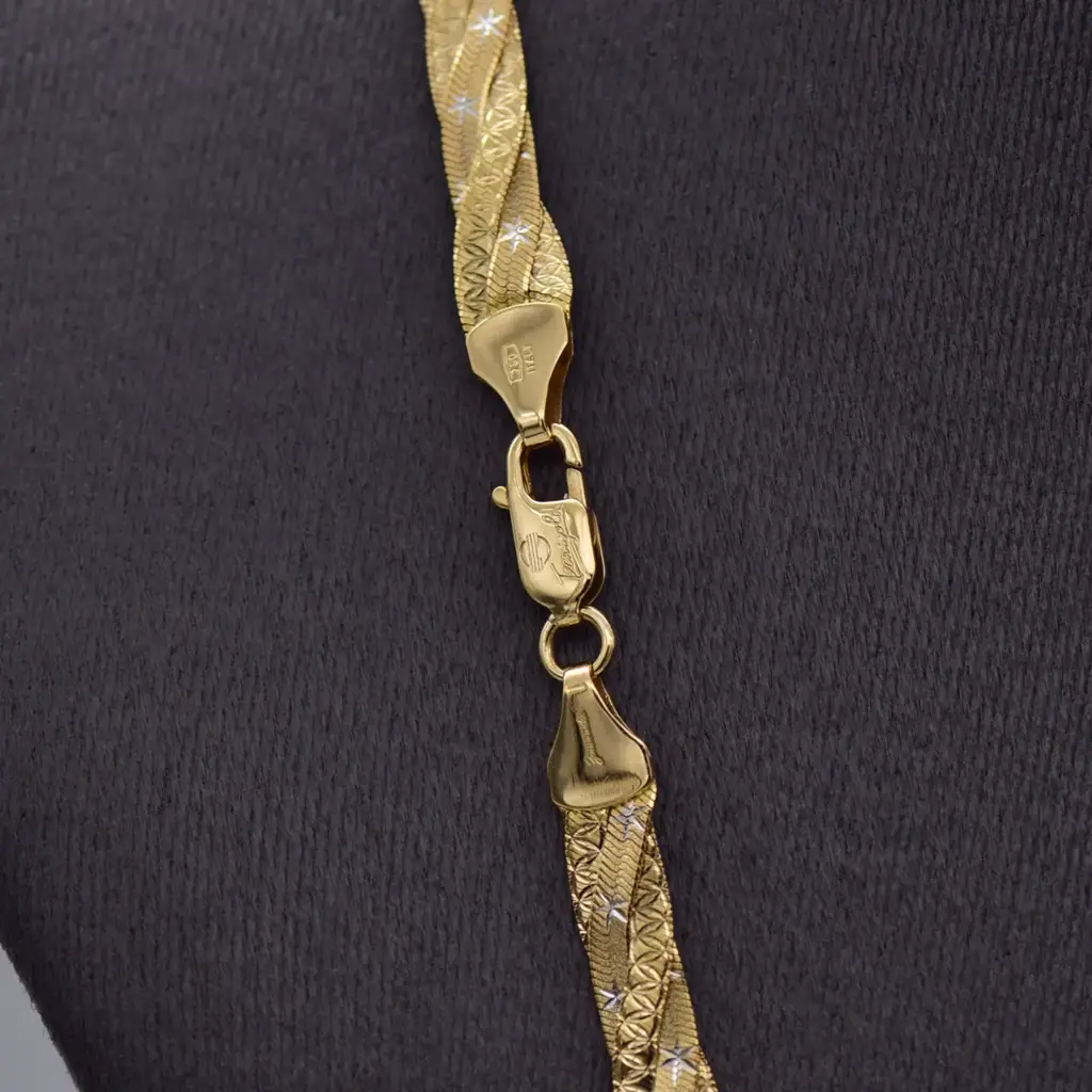 18Ct Yellow Gold Twisted Herringbone Necklace - View 3