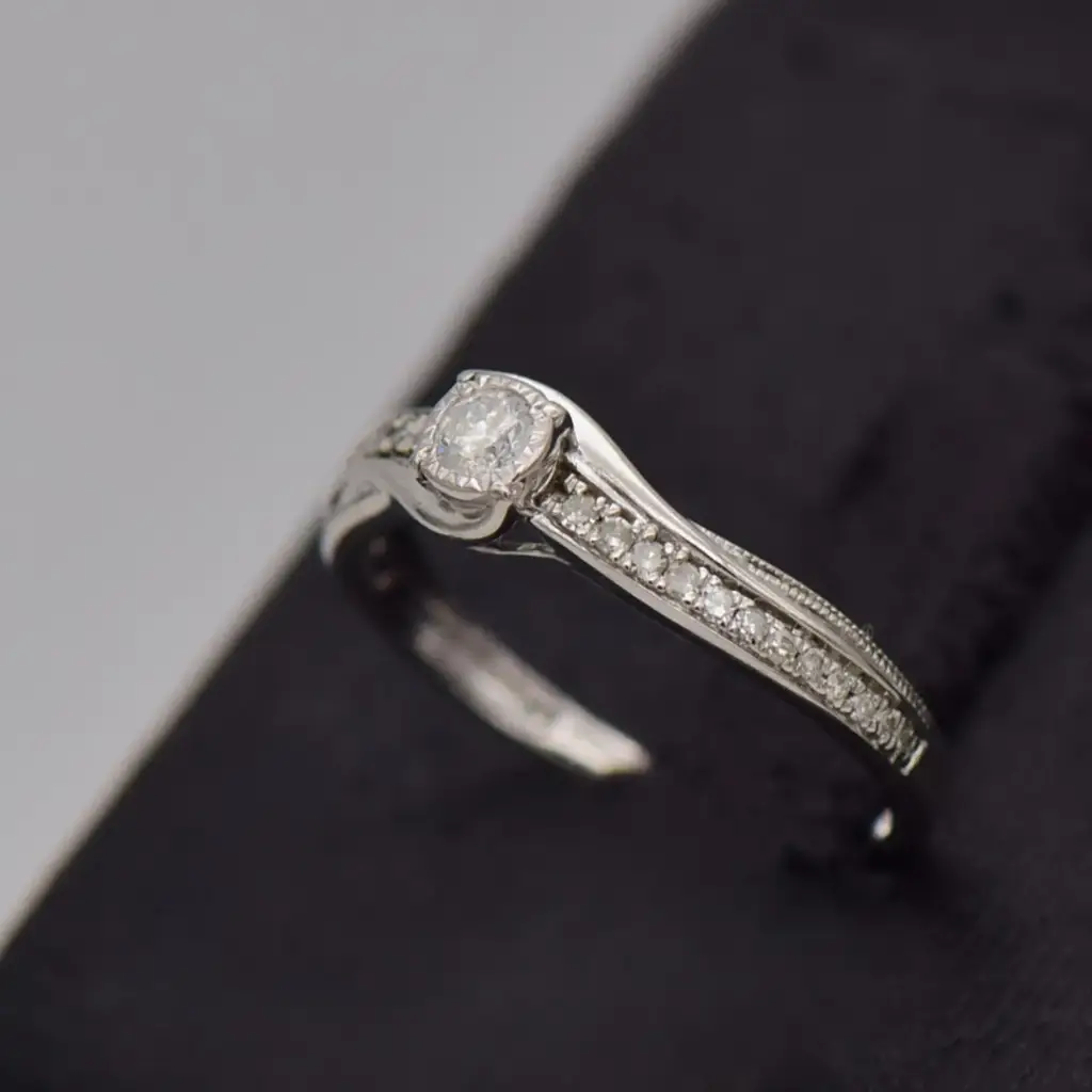 9ct White Gold Engagement Ring - View 3